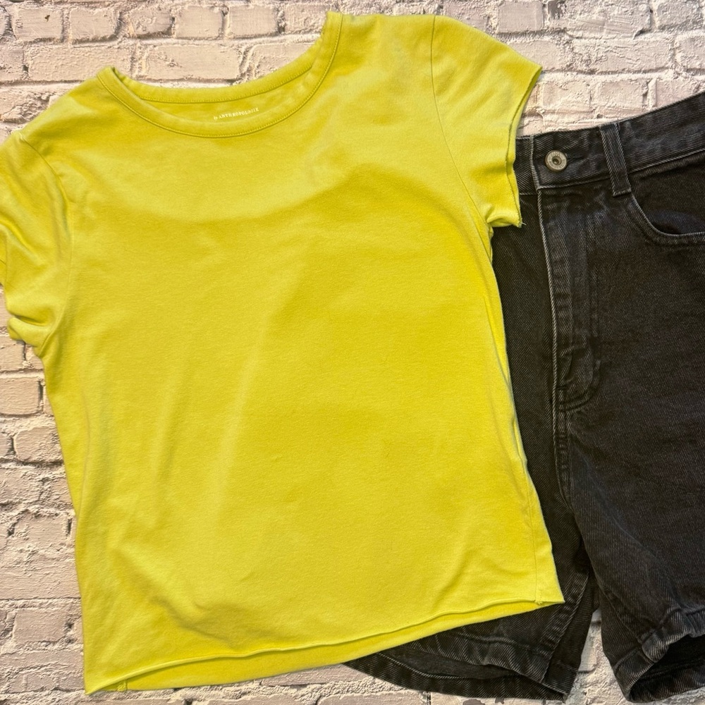 Anthropologie Yellow Short Sleeve Tee